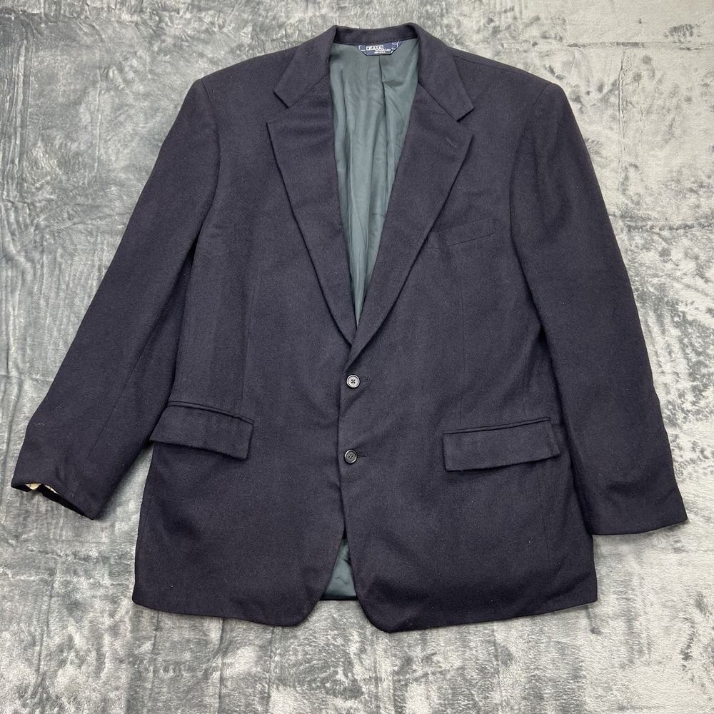 VTG Polo Ralph Lauren Made In USA 46L 100% Camel Hair Sport Coat Blazer Blue - Picture 2 of 15